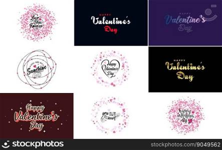 Happy Valentine’s Day greeting card template with a floral theme and a red and pink color scheme