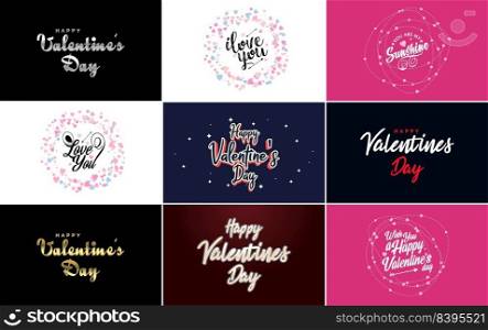 Happy Valentine’s Day greeting card template with a romantic theme and a red and pink color scheme