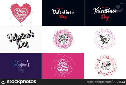 Happy Valentine’s Day greeting card template with a romantic theme and a red color scheme