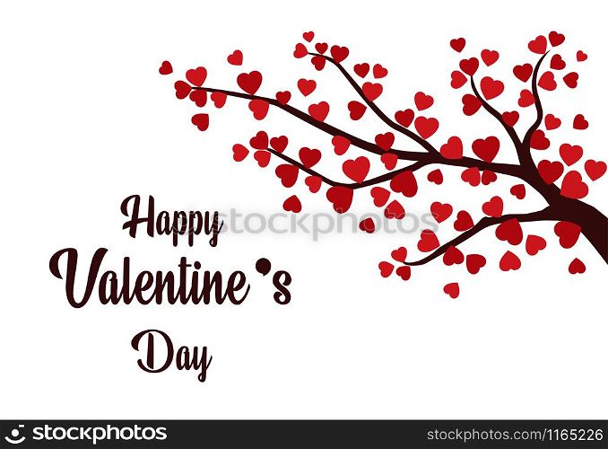 Happy Valentine's Day greeting card with heart tree - Vector illustration