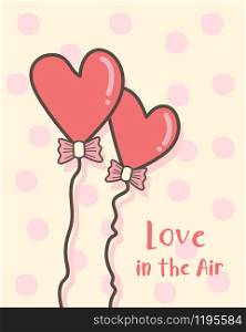 Happy Valentine's Day greeting card with red heart shape balloons, Valentines Day background with a calligraphic love in the air, Valentine card and poster