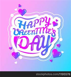 Happy Valentine's Day Hand drawn lettering text illustration, Valentines Day background with Typography vector colorful letters, Valentine card and sticker