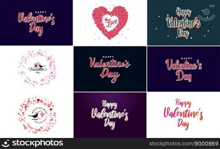 Happy Valentine’s Day hand-drawn lettering vector illustration suitable for use in design of flyers. invitations. posters. brochures. and banners