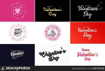 Happy Valentine’s Day hand lettering calligraphy text and heart. isolated on white background vector illustration