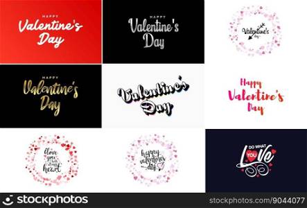 Happy Valentine’s Day hand lettering calligraphy text and heart. isolated on white background vector illustration