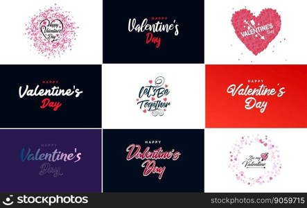 Happy Valentine’s Day hand lettering calligraphy text and heart. isolated on white background vector illustration