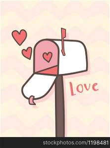 Happy Valentine's Day Open mailbox with hearts, Valentines Day letterbox background, Valentine card and poster