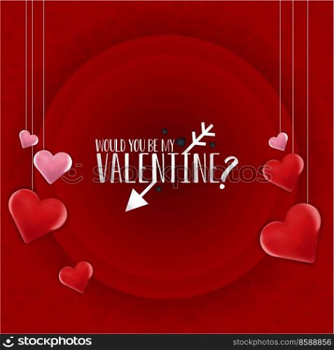 Happy Valentine’s Day Red background. Vector Illustration