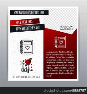 Happy Valentine’s Day Red Icon Vertical Banner Red background. Vector illustration
