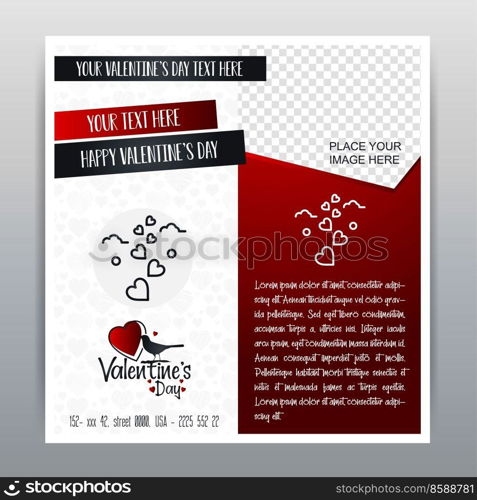 Happy Valentine’s Day Red Icon Vertical Banner Red background. Vector illustration