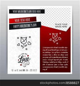 Happy Valentine’s Day Red Icon Vertical Banner Red background. Vector illustration