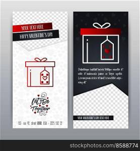 Happy Valentine’s Day Red Icon Vertical Banner. Vector illustration