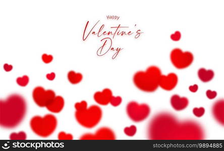 Happy Valentine’s day seamless background with blur red  heart shape symbol and copy space isolated on white background