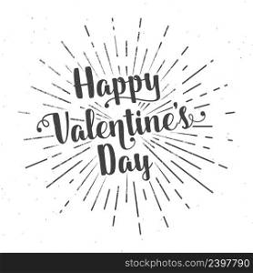 Happy Valentine s Day text and lettering. Vector Illustration. For greeting card, flyer, poster logo with text lettering, light rays of burst.. Happy Valentine s Day text and lettering. Vector Illustration.