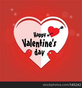 Happy Valentine’s day typographic and red background. For web design and application interface, also useful for infographics. Vector illustration.