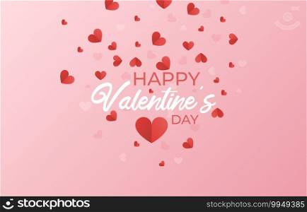 Happy Valentine’s day typography banner background with Heart shape pattern vector illustration.