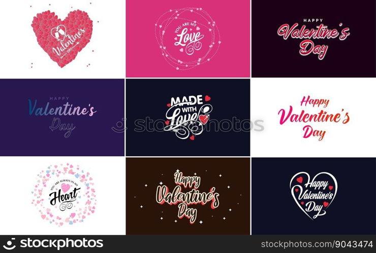 Happy Valentine’s Day typography design with a heart-shaped balloon and a gradient color scheme