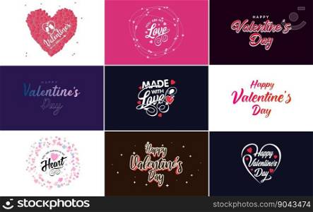 Happy Valentine’s Day typography design with a heart-shaped balloon and a gradient color scheme