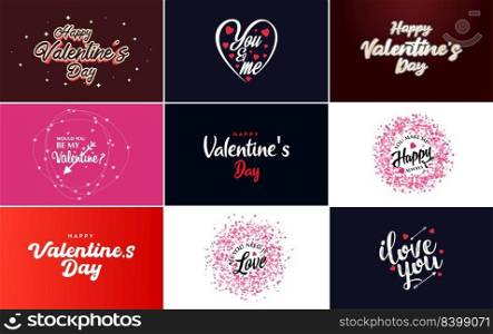 Happy Valentine’s Day typography poster with handwritten calligraphy text. isolated on white background vector illustration