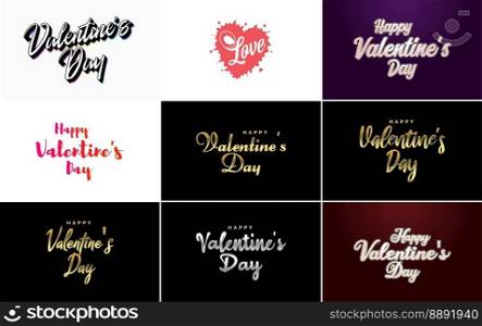 Happy Valentine’s Day typography poster with handwritten calligraphy text. isolated on white background vector illustration