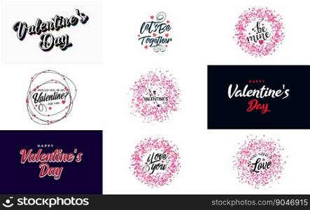 Happy Valentine’s Day typography poster with handwritten calligraphy text. isolated on white background