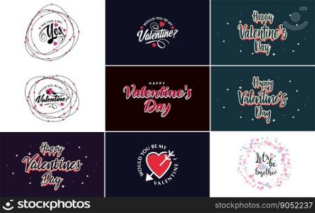 Happy Valentine’s Day typography poster with handwritten calligraphy text. isolated on white background