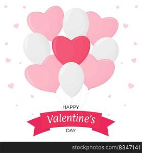 Happy Valentine s day. Valentine s Day greeting card template. Vector illustration. Happy Valentine s day. Valentine s Day greeting card template. Balloons in the shape of a heart on a white background and an inscription. Vector illustration