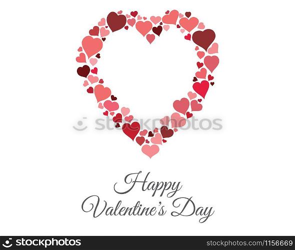 Happy Valentine's Day Vector with Pink and Red Hearts