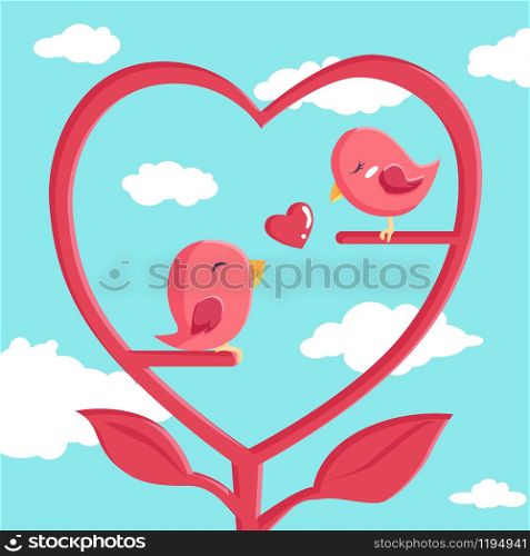 Happy Valentine's Day with bird in love, Valentines Day background with couple bird, Valentine card and poster