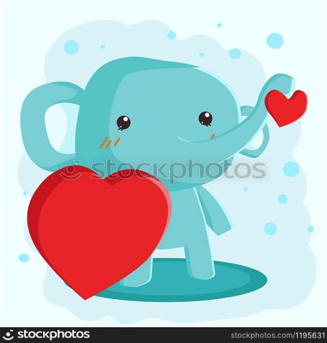 Happy Valentine's Day with cute elephant, Valentines Day background, Valentine card and poster