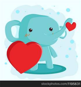 Happy Valentine's Day with cute elephant, Valentines Day background, Valentine card and poster