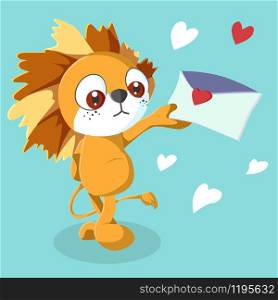 Happy Valentine's Day with cute lion, Valentines Day background, Valentine card and poster