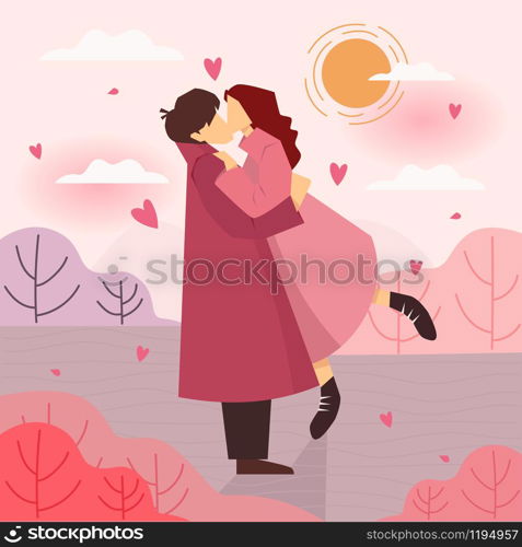 Happy Valentine's Day with embraces of a loving couple, Valentines Day background, Love couple kiss, Valentine card and poster