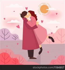 Happy Valentine's Day with embraces of a loving couple, Valentines Day background, Love couple kiss, Valentine card and poster