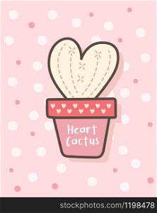 Happy Valentine's Day with heart shaped cactus, Valentines Day background, Valentine card and poster