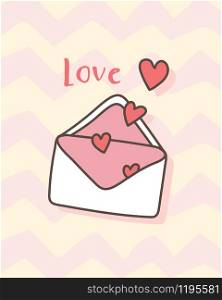 Happy Valentine's Day with pink open envelope with a heart, Valentines Day declaration of love, Valentine card and poster