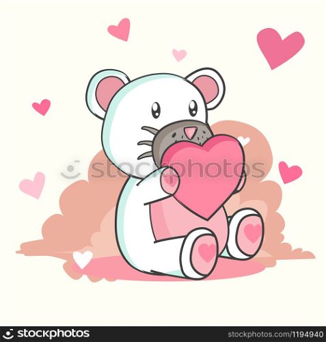 Happy Valentine's Day with teddy bear in love, Valentines Day background with bear, Valentine card and poster