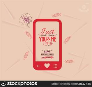 happy valentine with phone message of love