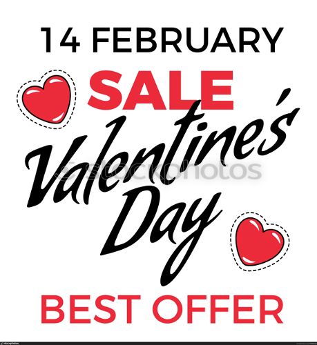 Happy valentines day, 14th of february greeting postcard. Holiday sale with best offers. Simple poster or gift card with designed lettering, red hearts and black text. Vector illustration in flat. Designed Greeting with Valentines Day, Best Sale