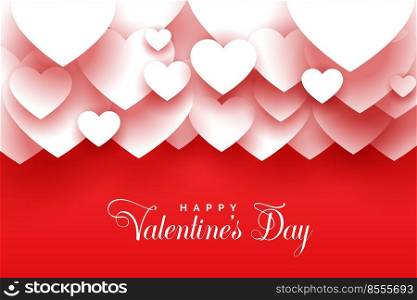 happy valentines day 3d hearts on red background