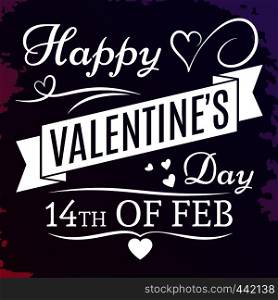 Happy Valentines day banner or poster on grunge colorful background. Vector illustration. Happy Valentines day banner on grunge colorful back