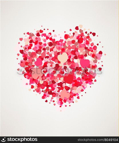 Happy Valentines day card hearts light, vector illustration.