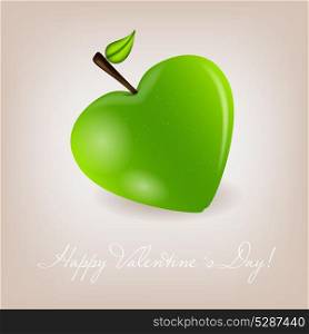 Happy Valentines Day card with apple heart. Vector illustration