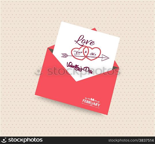 happy valentines day card with envelope heart