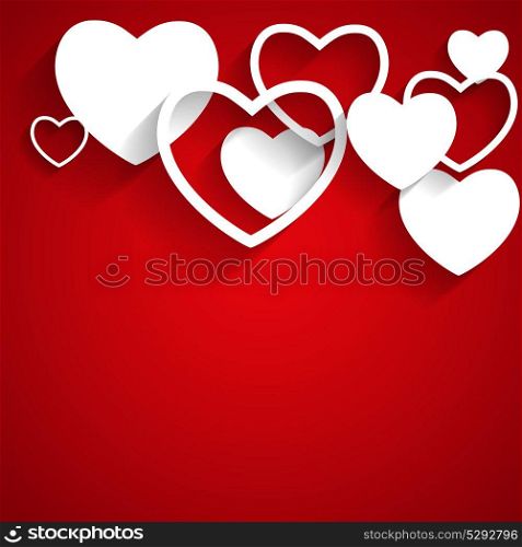 Happy Valentines Day Card with Heart. Flat Vector Illustration