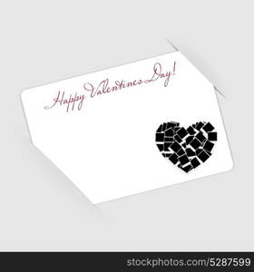 Happy Valentines Day card with heart. Vector illustration