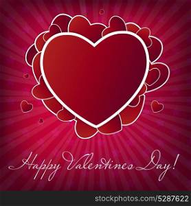 Happy Valentines Day card with heart. Vector illustration.