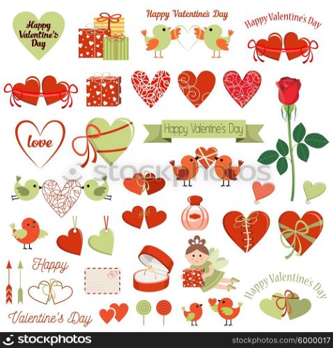 Happy Valentines Day Cards. Symbols and icons. Vector illustration