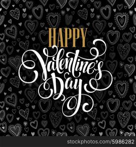 Happy Valentines day cards with hearts pattern, chalkboard texture. Vector illustration EPS10