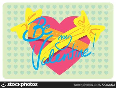 Happy Valentines Day. Gift with heart shaped greeting lettering. Love, heart. Vector illustration.. Valentine day love beautiful